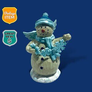 Vintage Winter Wishes 6 Inch Snowman Angel. RARE!